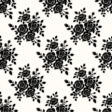 Black roses seamless patterns vector graphics - Vector Flower free download Roses Pattern Design, Seamless Patterns Design, Flower Pattern Black And White, Bouquet Wallpaper, Rose Vector, Graphic Flowers, Wallpaper Graphic, Rose Flower Pattern, Fabric Painting Techniques