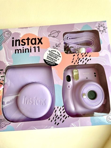 Mini Polaroid Camera, Cute Camera Icon, Polaroid Accessories, Purple Camera, Instax Mini Ideas, Purple Gift Ideas, Polaroid Instax Mini, Instax Mini 11, Camera Polaroid