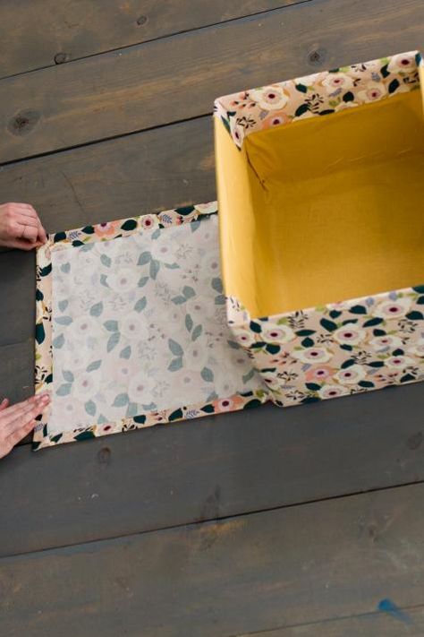 Storage Bins Diy, Ideas For Organizing, Fabric Covered Boxes, Diy Toy Storage, Birds Fabric, Fabric Crafts Diy, Diy Storage Boxes, Fabric Storage Boxes, Patterns Fabric