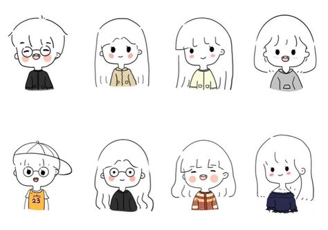 Cute Doodles Of People, Simple People Illustration, Doodle Art People, Kawaii Drawing Ideas, Drawing Ideas People, Doodle People, Kawaii Drawing, 캐릭터 드로잉, Easy Doodles Drawings