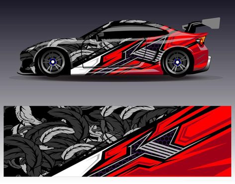 Car wrap design vector. Graphic abstract stripe racing background kit designs for wrap vehicle  race car  rally  adventure and livery Race Car Wrap Design, Racing Background, Car Rally, Graphic Abstract, Dirt Racing, Car Wrap Design, Car Wrap, Race Car, Design Vector