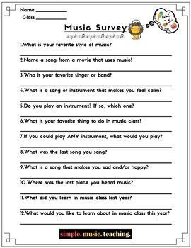 printable music activities for kids - Google Search Music Class Worksheets, First Day Of School Activity, Elementary School Activities, Get To Know Your Students, Music Class Activities, Elementary Music Class, Middle School Music, Elementary Music Lessons, Music Curriculum