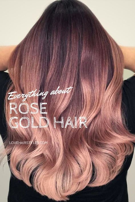 Rose Gold Hair Ombre, Rose Gold Hair Color, Gold Hair Color, Rose Gold Balayage, Wedding Hair Colors, Gold Hair Colors, Hair Color Rose Gold, Diy Hair Color, Hair Color Highlights