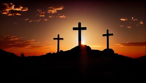 Three wooden crosses stand on a hill at ... | Premium Photo #Freepik #photo #holy-cross #crucifix #crucifixion #cross Three Crosses On A Hill, Three Crosses, Wooden Crosses, Holy Cross, A Hill, Jesus Saves, Premium Photo, Jesus, Stock Photos