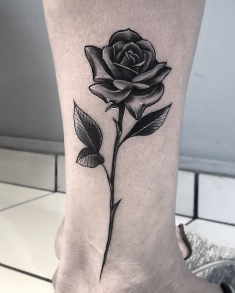 Single Rose Tattoo, Rose Stem Tattoo, Black Rose Tattoo, Single Rose Tattoos, Rose Tattoo Ideas, Rose Flower Tattoos, Rose Drawing Tattoo, Rose Tattoos For Men, Torso Tattoos