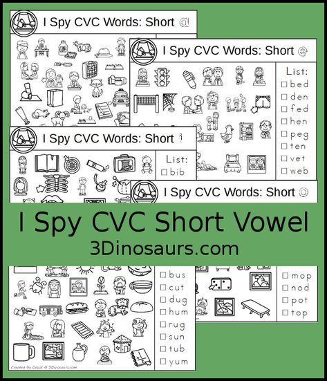 Short E And I Activities, Short Vowel Review, I Spy Cvc Words Free, Kindergarten Blends, Short I Worksheets, Homeschool Halloween, Vowel Sounds Activities, Classic Classroom, Cvc Games