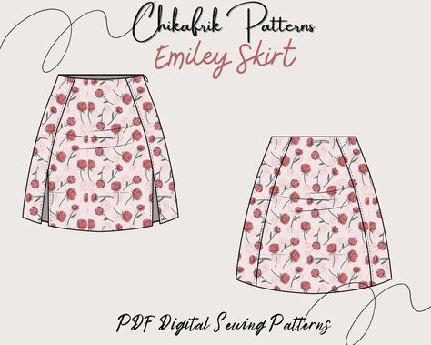 Free Skirt Patterns For Women, Mini Skirt Sewing Pattern, Sewing Pattern Women, Skirt Pattern Easy, Diy Clothes Patterns, Sewing Patterns Skirt, Women Sewing, Clothing Pattern Design, Sewing Collars