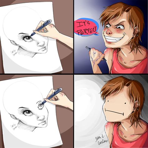 Drawing two eyes never had been so hard. by SamEvilconCarne.deviantart.com on @deviantART Artist Problems, Art Jokes, Draw Anime, 웃긴 사진, Anime Meme, Artist Life, Art And Illustration, Art Memes, Anime Eyes