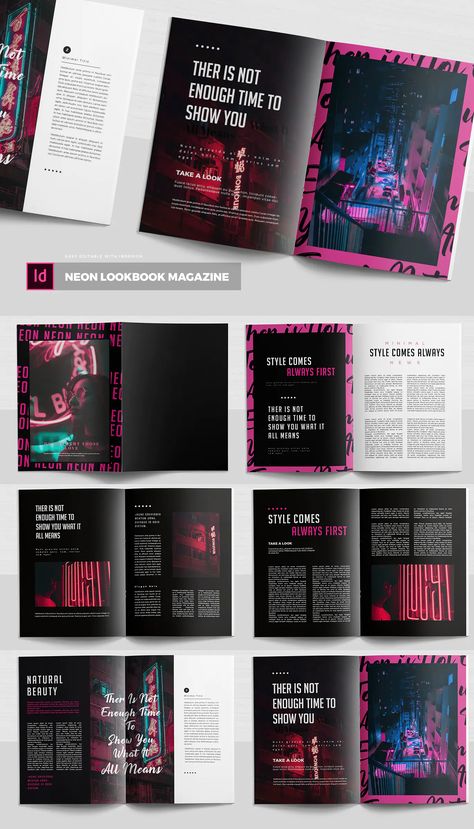 Neon Magazine Layout, Cyberpunk Magazine Layout, Futuristic Magazine Layout, Magazine Layout Design Creative, Magazine Design Layouts Creative, Indesign Layout Inspiration, Neon Magazine, Magazine Page Design, Indesign Inspiration