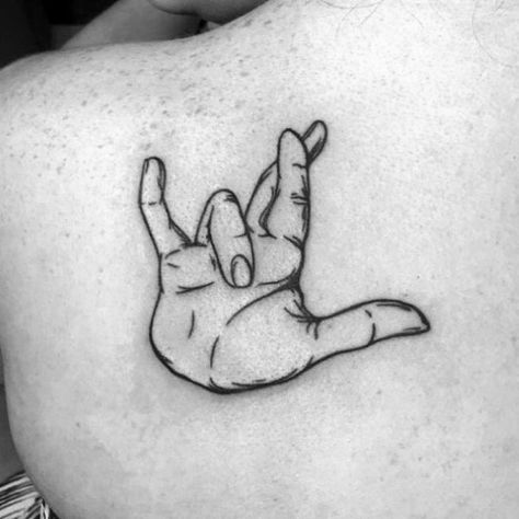 Sign Language Tattoo Ideas For Men Deaf Awareness Tattoo, I Love You Tattoos Sign Language, I Love You Sign Language Tattoo Ideas, I Love You Hand Symbol Tattoo, Bsl Tattoo, I Love You Hand Sign Tattoo, Love Sign Tattoo, Asl I Love You Tattoo, Deaf Tattoo Ideas