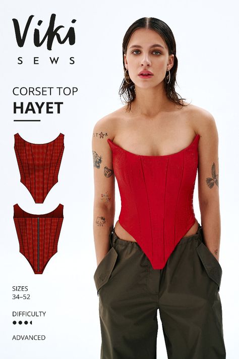 Craft Your Style with Exclusive Vikisews Hayet Corset Top Pattern – Chic Sewing Project Traditional Corset Top, Body Suit Sewing Pattern Free, Strapless Corset Pattern, Corset Top Free Pattern, Sewing Corset Top, Corset Diy Pattern, Corset Top Pattern Free, How To Make A Corset Top, Easy Corset Pattern