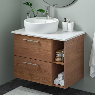 Wash Basin Cabinet, Ikea Godmorgon, Bathroom Sink Units, Bathroom Sink Design, Small Bathroom Layout, Sink Vanity Unit, Bathroom Sink Cabinets, Washbasin Design, Basin Cabinet