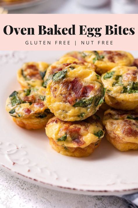 Gluten Free Breakfast Egg Cups, Healthy Meal Prep Egg Bites, Oven Egg Bites Recipe, Breakfast Meal Prep Egg Bites, Gluten Free Egg Muffin Cups, Bariatric Recipes Egg Bites, Keto Egg Bites Recipe, How To Make Egg Bites In Oven, Sheet Pan Egg Bites