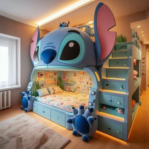 Stitch Room Ideas For Kids, Stitch Bedroom Ideas For Kids, Stitch Bedroom Ideas, Stitch Bed, Deco Disney, ليلو وستيتش, Disney Room Decor, Disney Bedrooms, Amazing Bedroom Designs