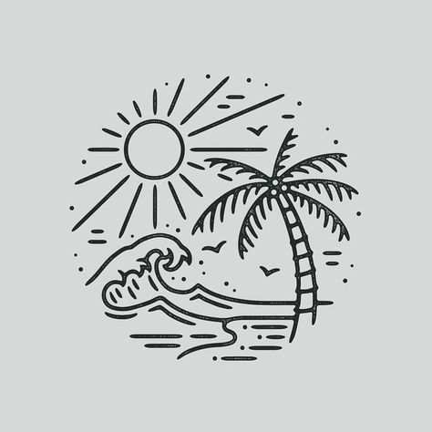 Sun Beach Illustration Palm Tree, The Beach, Sun, Black And White, On Instagram, White, Instagram, Black, Design