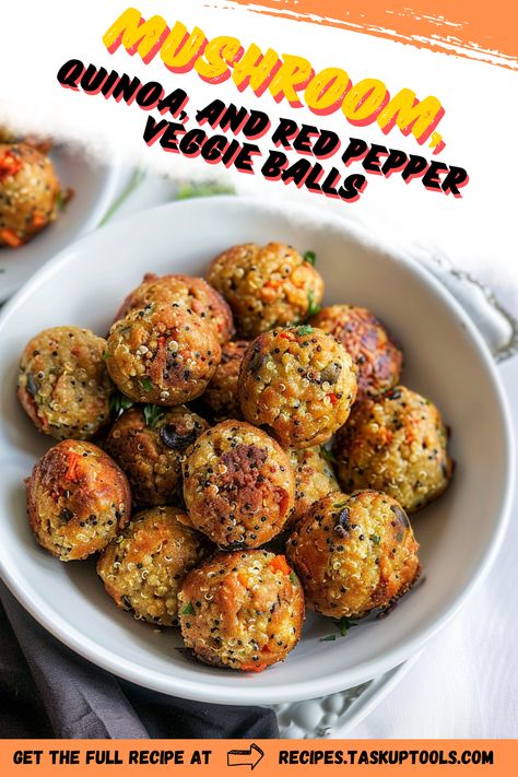 Discover a healthy, flavorful delight with our Mushroom, Quinoa, and Red Pepper Veggie Balls recipe. Packed with the rich, earthy taste of mushrooms and the perfect balance of quinoa and red pepper, these veggie balls are a must-have for your weekly meal prep. Ideal for vegetarians and anyone looking for a hearty, nutritious alternative to meatballs. Whip up this easy-to-follow, delicious and nutritious meal - perfect for a weeknight dinner or a festive gathering. Find more Quinoa Balls Recipes, Mushroom Balls Recipe, Veggie Balls Recipe, Mushroom Balls, Quinoa Balls, Veggie Balls, Quinoa Meatballs, Mushroom Quinoa, Weekly Meal Prep