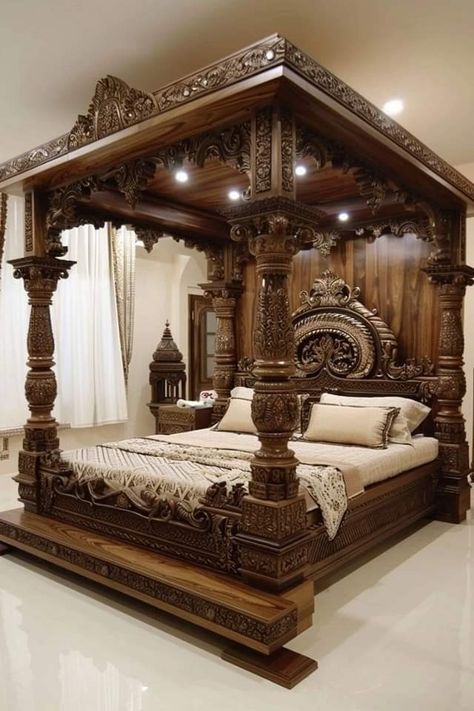 Bed Design Wooden, Small House Furniture, Small Bedroom Ideas For Couples, Bed Design Ideas, India Home Decor, Modern Cupboard Design, Luxury Closets Design, Best Bed, Wood Interior Design