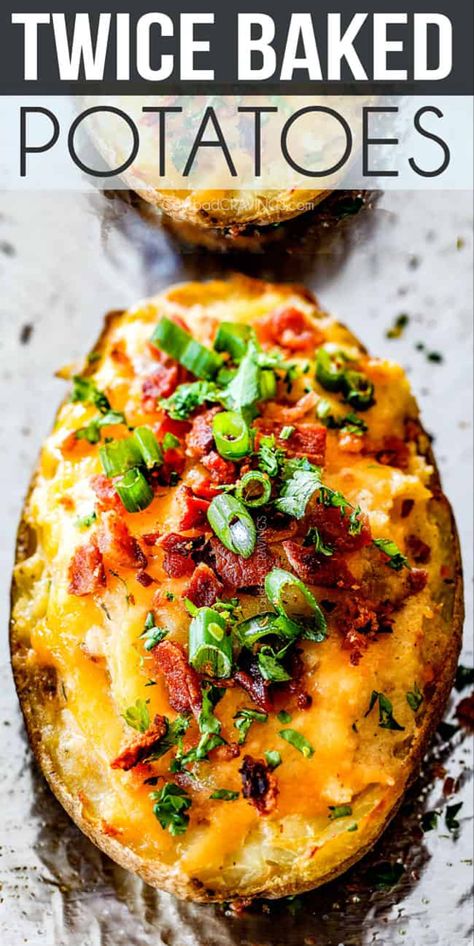 Twice Baked Baked Potatoes, Baked Potato Variations, Rebaked Potatoes Recipe, Twice Baked Potatoes Dairy Free, Filled Baked Potatoes, Bake Potatoes Recipes Stuffed, Twice Cooked Potatoes, Baked Twice Potatoes, Twice Baked Potatoes In The Oven