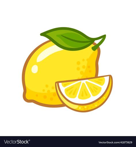 Lemon Pictures Art, Lemon Vector Illustration, Lemon Cartoon Drawing, How To Draw A Lemon, Lemon Cute Drawing, Cute Lemon Drawing, Lemon Drawing Simple, Lemons Drawing, Draw Lemon