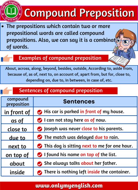 Preposition Definition, Parts Of A Sentence, Compound Sentences, English Language Learning Grammar, Grammar And Punctuation, English Language Learning, Education English, English Study, English Vocabulary Words