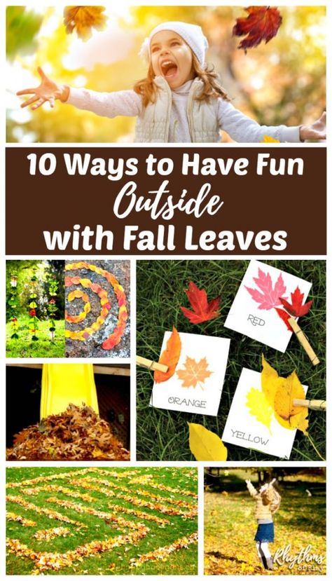 10 Ways to Have Fun Outside with Fall Leaves - Autumn is a great time of year to get outside and play in the fall leaves! Here are 11 fun outdoor activities for kids to have fun this season. It's time to get outside and enjoy nature! | #FallFun #FallForKids #GetOutside #ActivitiesForKids #OutdoorActivities #NaturalLearning #FallActivities #FallLeaves Fall Leaf Activities, Leaf Activities For Kids, Fall Leaves Activities, Fall Science, Fun Outdoor Activities, Autumn Activities For Kids, Outdoor Activities For Kids, Nature Play, Outdoor Learning