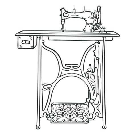 Vintage Sewing Machine Table, Sewing Machine Tattoo, Pencil Drawing Pictures, Sewing Machine Drawing, Table Sketch, Table Template, Sewing Machine Tables, Sewing Machine Table, Treadle Sewing Machines