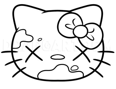 Alt Hello Kitty Drawing, Creepy Hello Kitty Drawing, Y2k Doodles Hello Kitty, Y2k Drawings Hello Kitty, Y2k Drawing Ideas Hello Kitty, Cute Y2k Drawings Easy, Hello Kitty Doodle Art, Hello Kitty Drawing Easy Step By Step, Drawing Ideas Easy Doodles Y2k