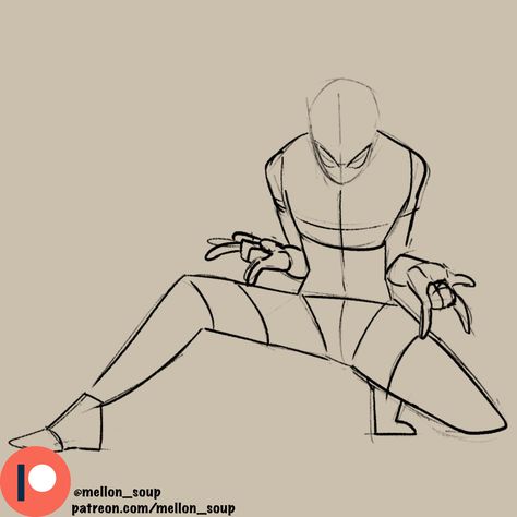 drawing art sketches anatomy character design pose reference halfbody fullbody comic manga anime mellon_soup Pose Reference Spidersona, Spiderman Poses Reference Upside Down, Man Hunched Over Pose Reference, Spider Man Base Pose, Spiderman Oc Poses, Make Out Drawing Base, Spider Man Body Base, Spidersonas Poses, Pose Reference Spiderman