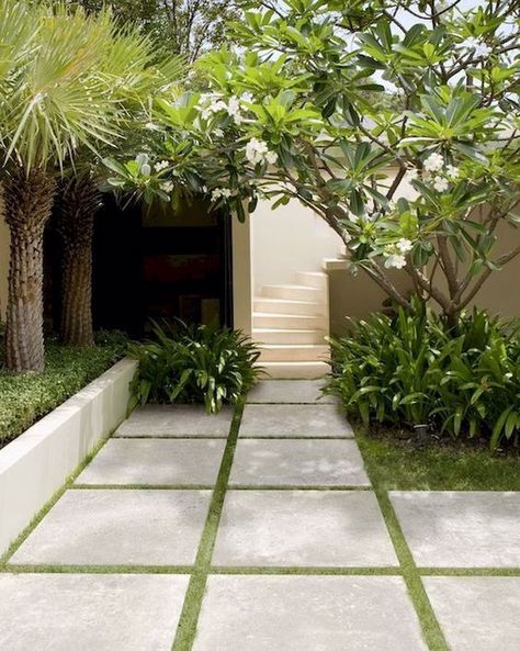 Modern Landscaping, Side Yard Landscaping, Outdoor Steps, Desain Lanskap, Modern Landscape Design, Backyard Garden Design, Garden Pathway, Small Backyard Landscaping, Tropical Garden