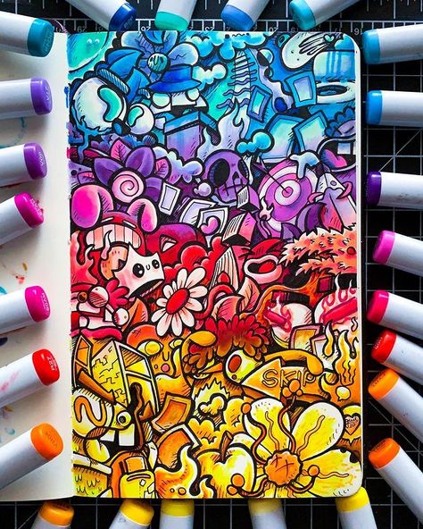 Gawx Doodle, Gawx Art, Zentangle Doodles, Art Markers Drawing, Doddle Art, Arte Doodle, Copic Marker Art, Graffiti Canvas, Cool Doodles