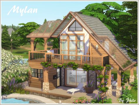 The Sims Resource - Mylan (No CC) Sims 4 Lots Restaurant, Sims 4 Lots No Cc, Sims 4 House No Cc, Small House Windows, No Cc Sims, Sims 4 Restaurant, Sims 4 Houses Layout, The Sims 4 Lots, Build House