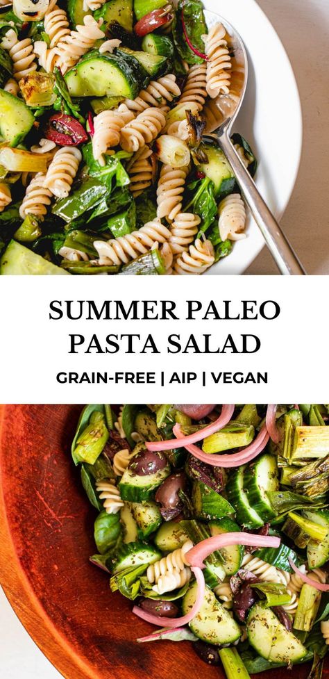 Aip Recipes Lunch, Aip Lunch, Aip Sides, Grain Free Pasta, Paleo Pasta, Dairy Free Salads, Homemade Vinaigrette, Vegan Pasta Salad, Autoimmune Paleo Recipes