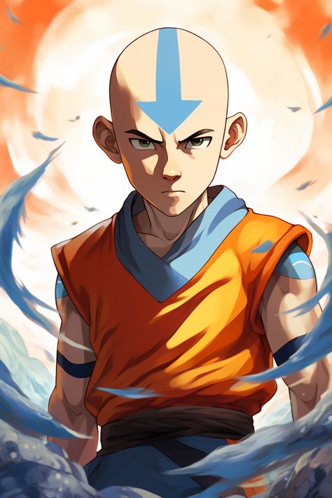 Avatar Aang Fan Art Poster, Aang gazes into the camera with determination. Ideal for fantasy-themed wall decor and enthusiasts. Perfect for fans of the heroic Avatar world. Elevate your space with the unique artwork that captures the essence of Aang's character. Avatar The Last Airbender Poster, The Last Airbender Poster, Fan Art Poster, Aang The Last Airbender, Avatar Ang, Avatar Legend Of Aang, Easy Disney Drawings, Dc Comics Wallpaper, Avatar Picture