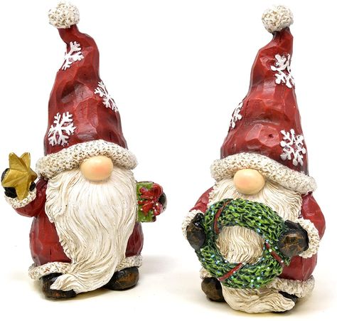 Santa Sculpture, Christmas Knomes, Santa Gnomes, Holiday Characters, Sculpture Table, Present Box, Porcelain Christmas Ornaments, Christmas Party Gift, Cute Santa