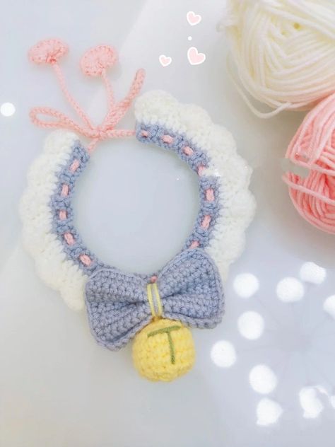 Crochet Cat Collar Free Pattern, Crochet Pet Clothes, Bell Crochet Pattern, Pet Collar Crochet, Crochet For Pets, Cat Collar Crochet, Crochet Dog Collar, Collar Crochet Pattern, Crochet Pet Collar