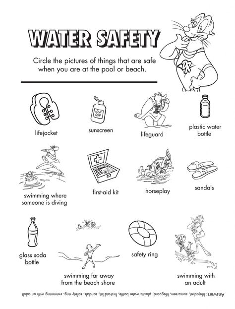 Printable Fun Game for Kids’ Activity Sheets | 101 Activity Internet Safety Worksheet, Water Safety Activities, Safety Worksheets, Development Psychology, Science Safety, Swimming Safety, Summer Safety, Safety Week, First Grade Worksheets