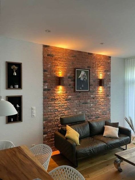 Brick Wall Ideas Interior, White Brick Living Room Wall, Brick Wall Interior Decor, Wall Brick Design Interiors, Bricks Living Room, Brickwall Interiors, Interior Brick Wall Ideas, Brick Wall Interior Living Room, Brick Wall Interior