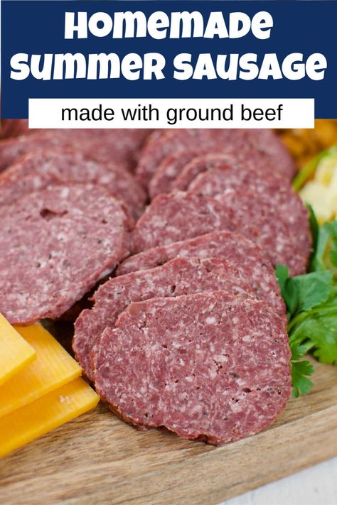 How To Make Summer Sausage Homemade, Hamburger Summer Sausage Recipes, Easy Summer Sausage Recipes, Garlic Summer Sausage Recipe, Pickle Sausage Recipe, Turkey Summer Sausage Recipes, Hamburger Summer Sausage, Homemade Beef Sausage Recipes, How To Make Summer Sausage