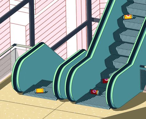 geoffroy de crecy - Empty places. Loops / Illustration & Animation. Loop Gif, Adobe Animate, Motion Design Animation, Empty Spaces, Retro Humor, Moving Image, Animated Images, Animation Background, Cool Animations