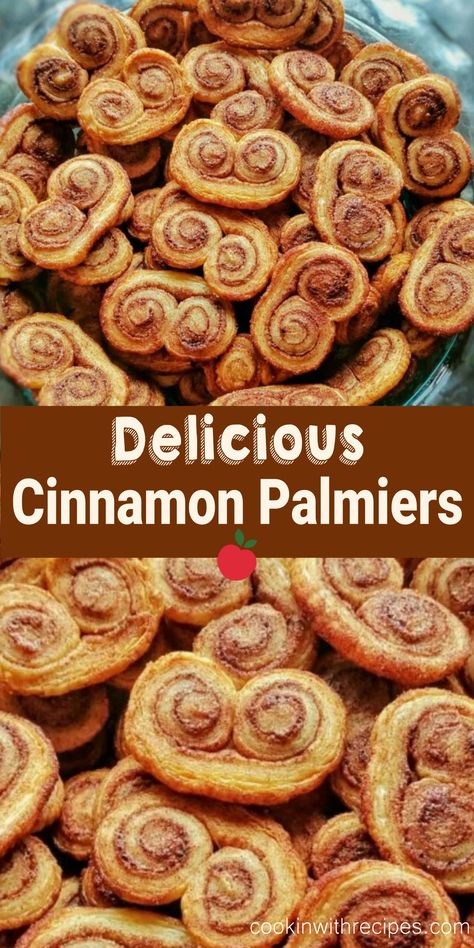 Delicious Cinnamon Palmiers Recipe - Cooking with Recipes Palmiers Cookies, Cinnamon Palmiers, Puff Pastry Cookies, Palmiers Recipe, Palmier Cookies, Toffee Cookie Recipe, Puff Pastry Recipes Dessert, Baking Bad, Pastries Recipes Dessert