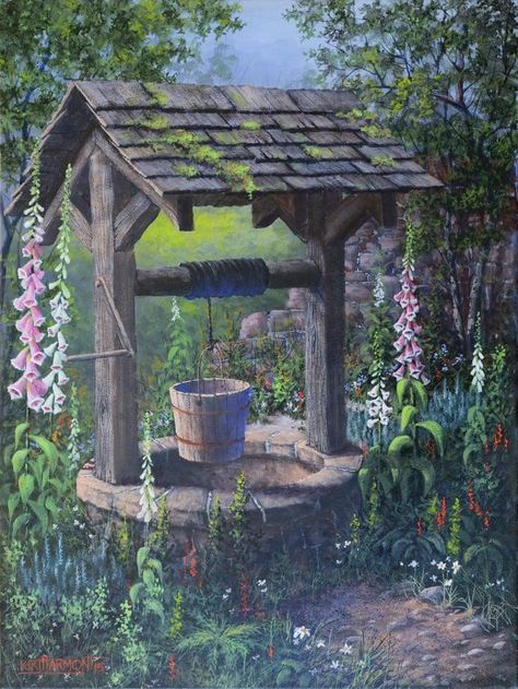 Wishing Well Garden, Water Well, Wishing Well, Country Gardening, Garden Gates, Garden And Yard, Cottage Garden, Water Features, Garden Inspiration