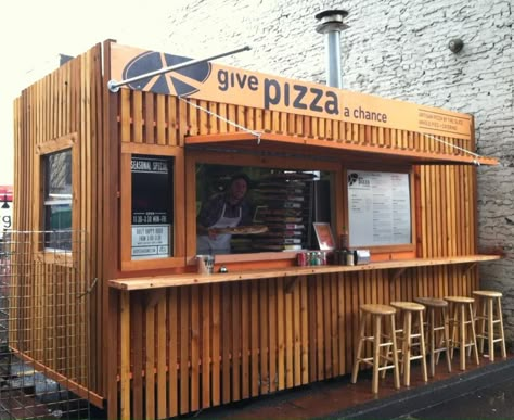 Pizza Kiosk, Pizza Stand, Container Shops, Container Coffee Shop, Street Food Design, Pop Up Cafe, Container Restaurant, Food Trailers, Container Cafe