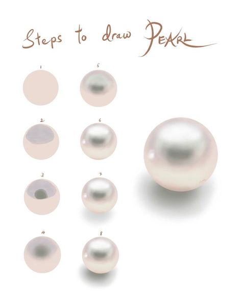 How To Draw A Pearl Step By Step, Pearl Painting Tutorial, How To Paint A Pearl, Pearl Drawing Tutorial, How To Draw Pearls, Medium Drawings, Pearls Drawing, Small Art Projects, Pearl Drawing