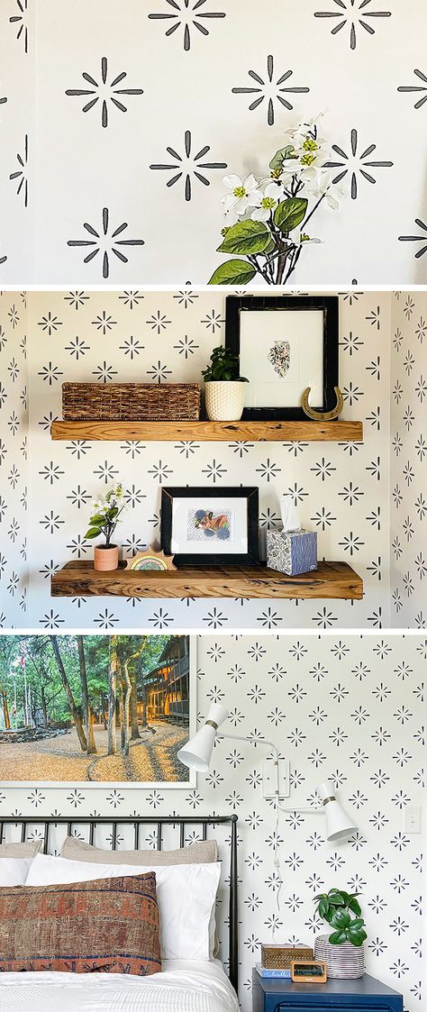 STENCILIT® Starburst Wall Stencil Pattern for Walls - XL Size 24"x39.4" - Modern and Minimal Scandinavian Template - Geometrical Stencils for Painting Wall Pattern Stencil, Simple Wallpaper Accent Wall, Diy Stamp For Wall, Easy Stencil Wall Ideas, Stenciled Entryway Wall, Stenciled Dining Room, Wall Flower Stencil, Stenciled Kitchen Walls, Stencil Laundry Room Wall