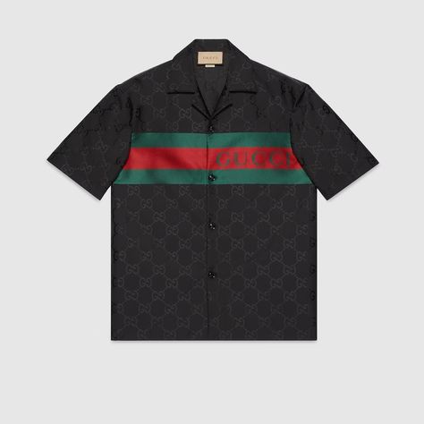 Double G bandana print cotton shirt in white and dark blue | GUCCI® US Gucci Shirts Men, Gucci Shirts, Gucci Shirt, Striped Shirt Women, Jacquard Shirt, Velvet Shirt, Cotton Poplin Shirt, Bowling Shirts, Bandana Print