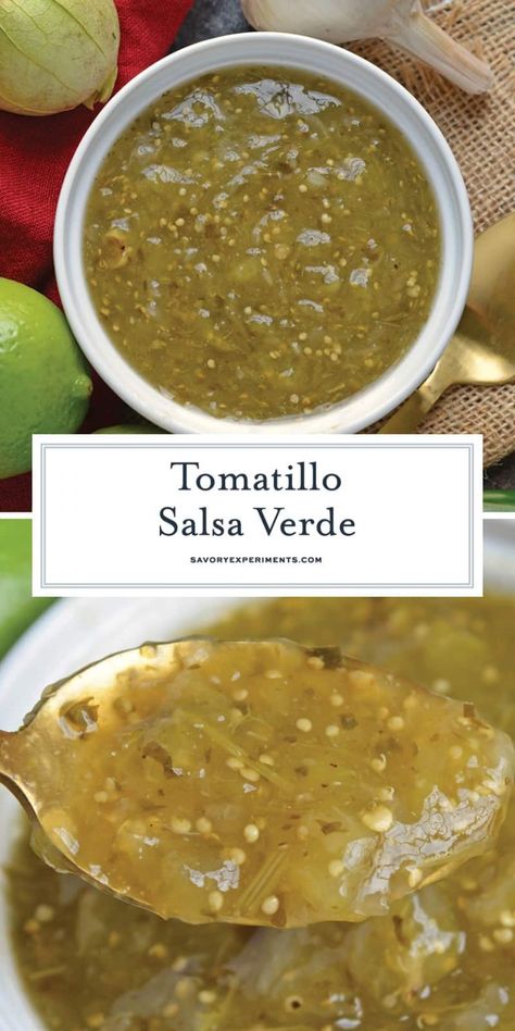 Green Salsa Recipe Tomatillos, Easy Salsa Verde Recipe, Green Salsa Recipe, Tomatillo Recipes, Tomatillo Salsa Recipe, Salsa Canning Recipes, Hot Buns, Mexican Salsa Recipes, Salsa Tomatillo