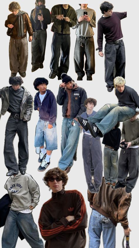 1999 Fashion Men, Outfit Collage Men, 90s Aesthetic Men Outfit, 90 Style Outfits 90s Fashion Men, 2000s Male Fashion, Rocker Outfit Men, Earthtone Outfits Men, 90s Guys Outfits, Outfit Inspo Masc