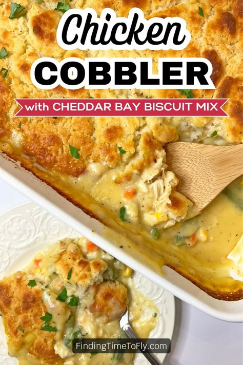 Dump And Bake Chicken, Chicken Casserole Dishes, Chicken Cobbler Recipe, Red Lobster Biscuit Mix, Chicken Biscuit Casserole, Chicken Cobbler, Biscuit Chicken Pot Pie, Baked Chicken Casserole, Dump And Bake