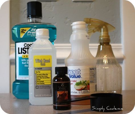 DIY: Bug Spray Ingredients: Listerine, Witch Hazel, Apple Cider Vinegar, Scented oil - such as Amber Vanilla, Lavender, cedar, or citronella, just to name a few.  Use 1/3 cup each and 10 drops of the oil into a spray bottle.  Shake it up.  test it out! Cleaning Laminate Wood Floors, Homemade Floor Cleaners, Diy Mosquito Repellent, Diy Bug Spray, Pee Smell, Wood Floor Cleaner, House Maintenance, Vinyl Laminate Flooring, Dark Granite