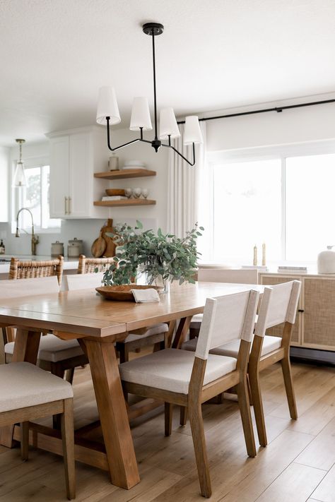 Organic Modern Dining Room, Thanksgiving Table Settings Simple, Dining Room Table And Chairs, Simple Thanksgiving Table, Halfway Wholeistic, Neutral Dining Room, James May, Timeless Kitchen, Thanksgiving Table Settings